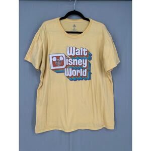 Walt Disney World Shirt Mens XXL Yellow Retro Graphic Tee Crewneck Short Sleeve